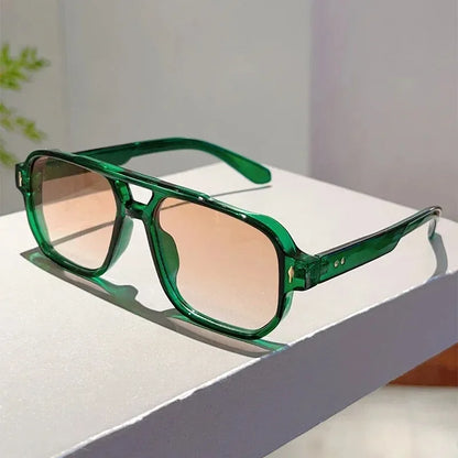 Vintage Square Sunglasses – Double Bridge UV400 Eyewear