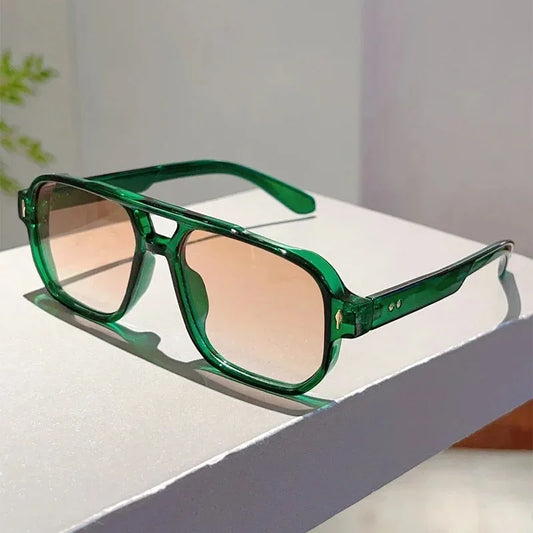 Vintage Square Sunglasses – Double Bridge UV400 Eyewear