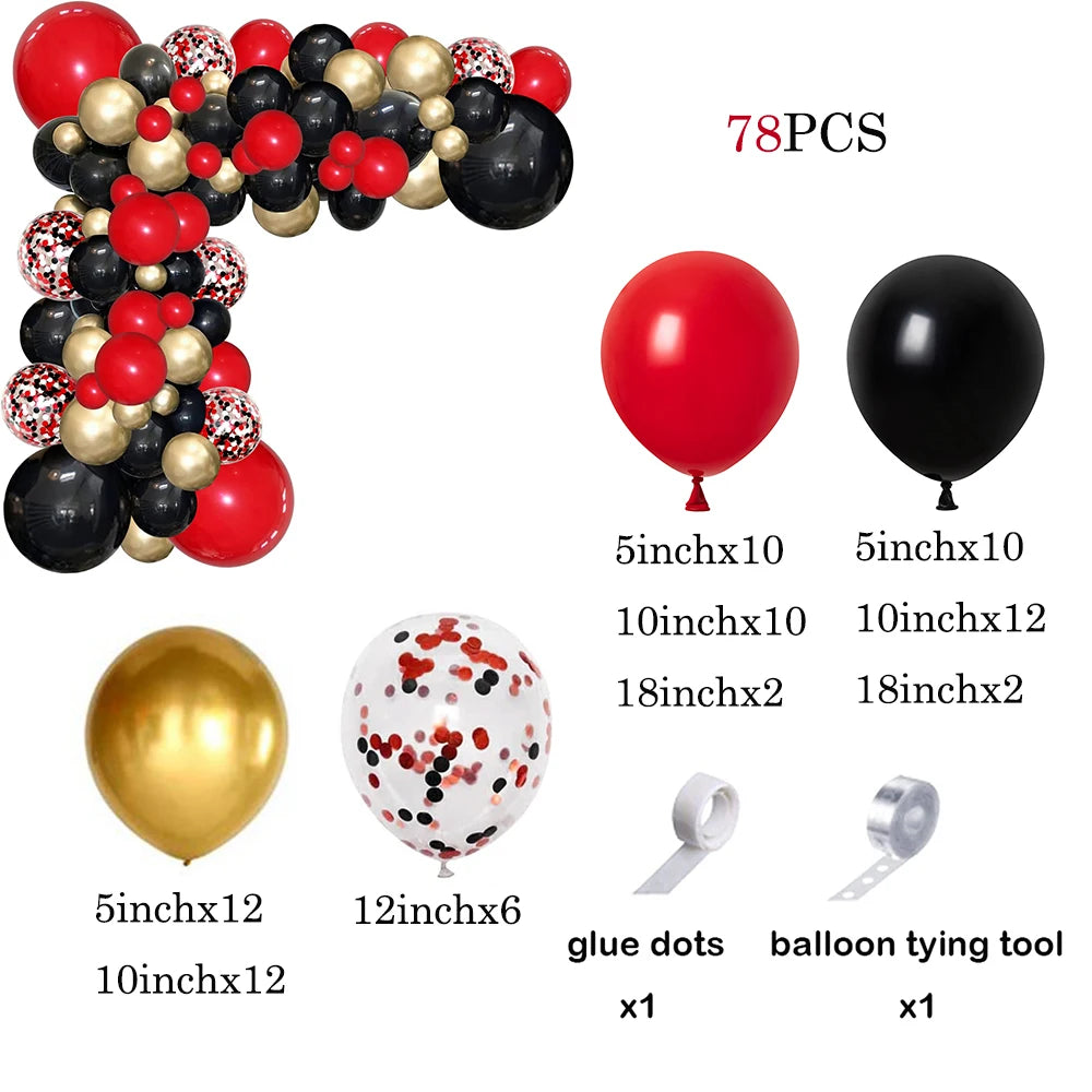 110pcs Red Black Balloon Arch Garland Kit – Party Decoration Set