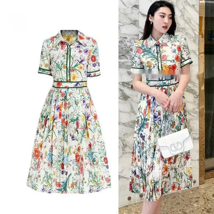 Glomexia Vintage Midi Dress 🌷 | Puff Sleeve A-Line Gown