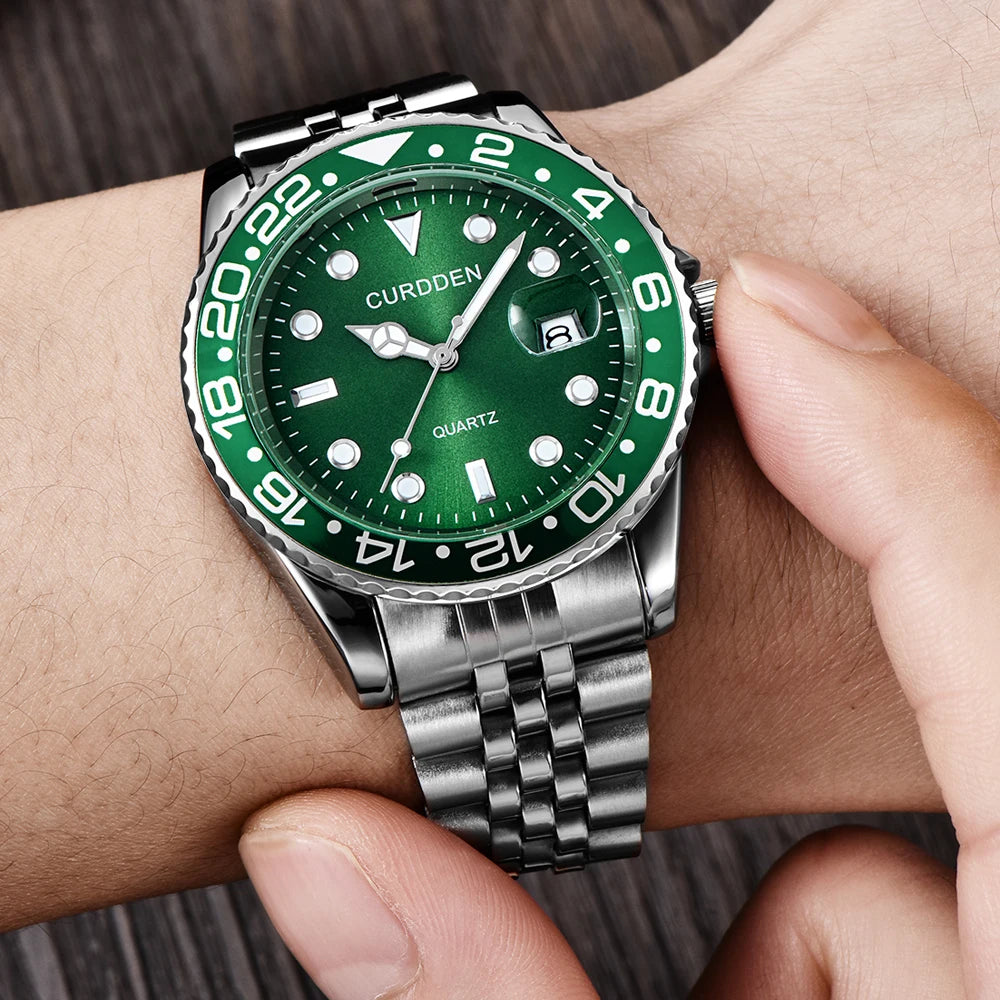Glomexia Men’s Green Quartz Watch 💚
