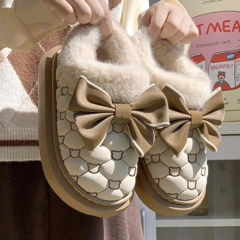 Women Bowknot Platform Ankle Boots