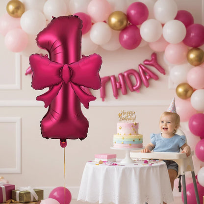 Large Bow Number Foil Birthday Balloon