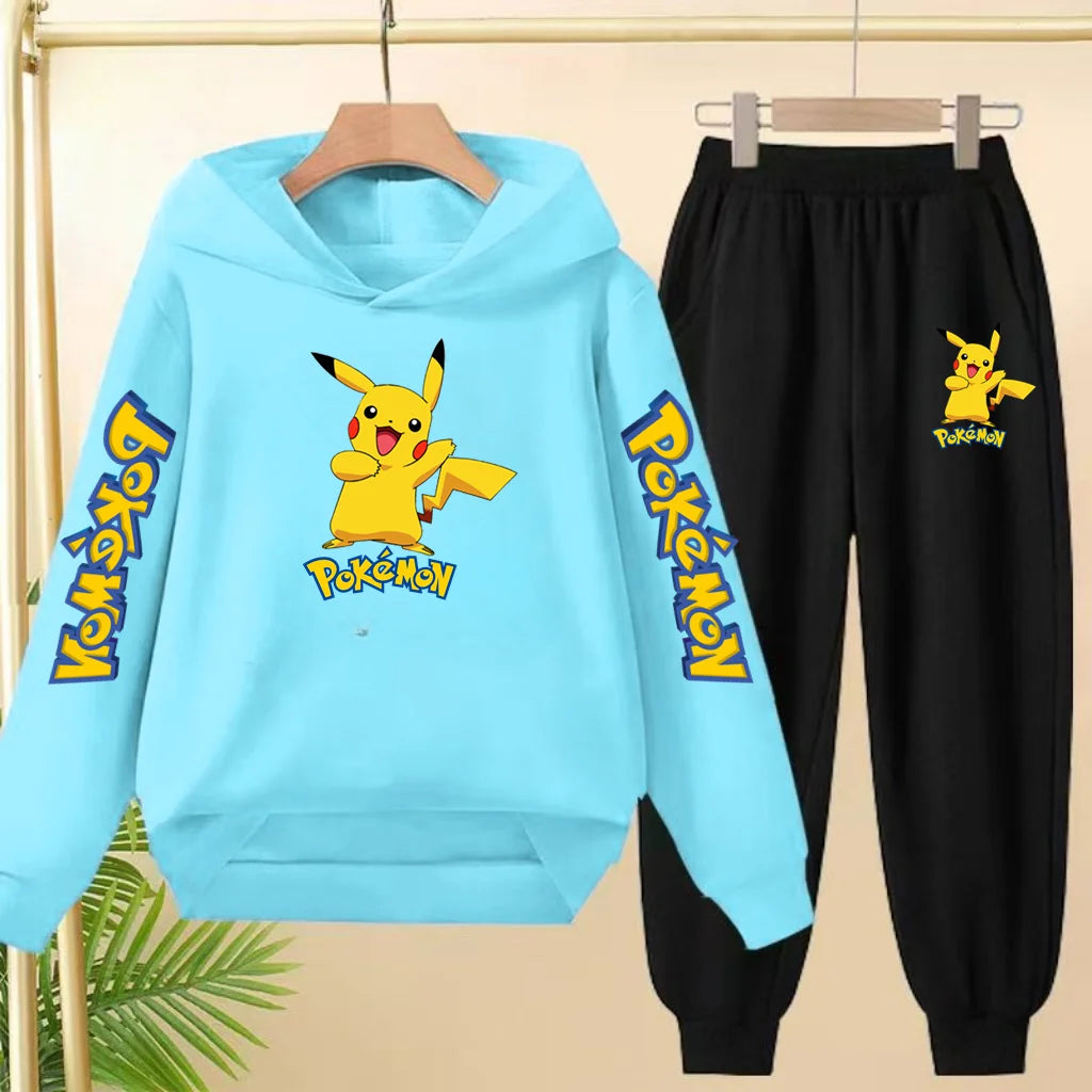 Kids Velvet Hooded Outfit Set – Warm Printed Jacket & Pants