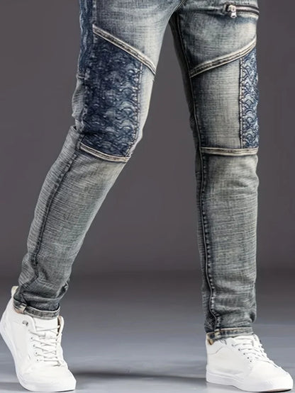 🏍️ Men’s Motorcycle Jeans – Slim Straight Stretch Denim Pants