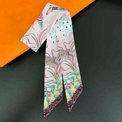 🧣 Glomexia Silk Print Hair Scarf – Elegant Women Fashion Wrap ✨