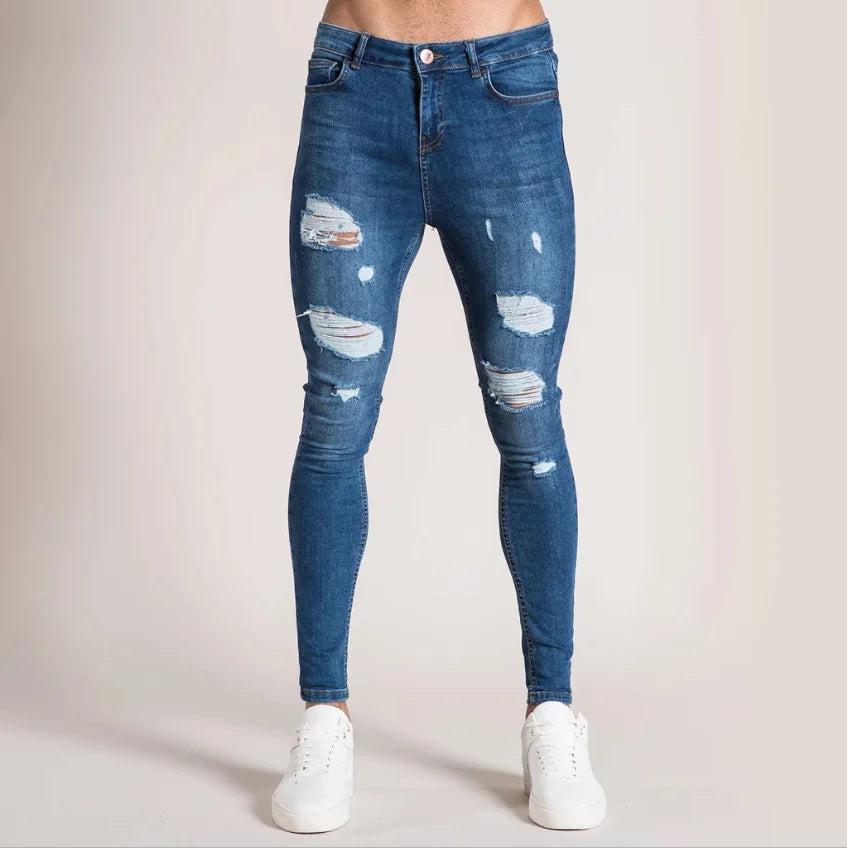 🔥 Men’s Pencil Fit Jeans – Low Waist Casual Denim Pants