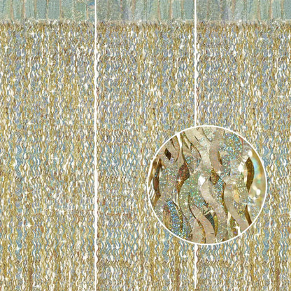 Metallic Tinsel Foil Fringe Curtain with Star