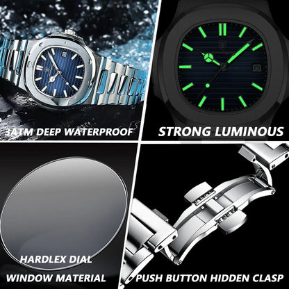 ⌚ POEDAGAR Square Quartz Watch for Men