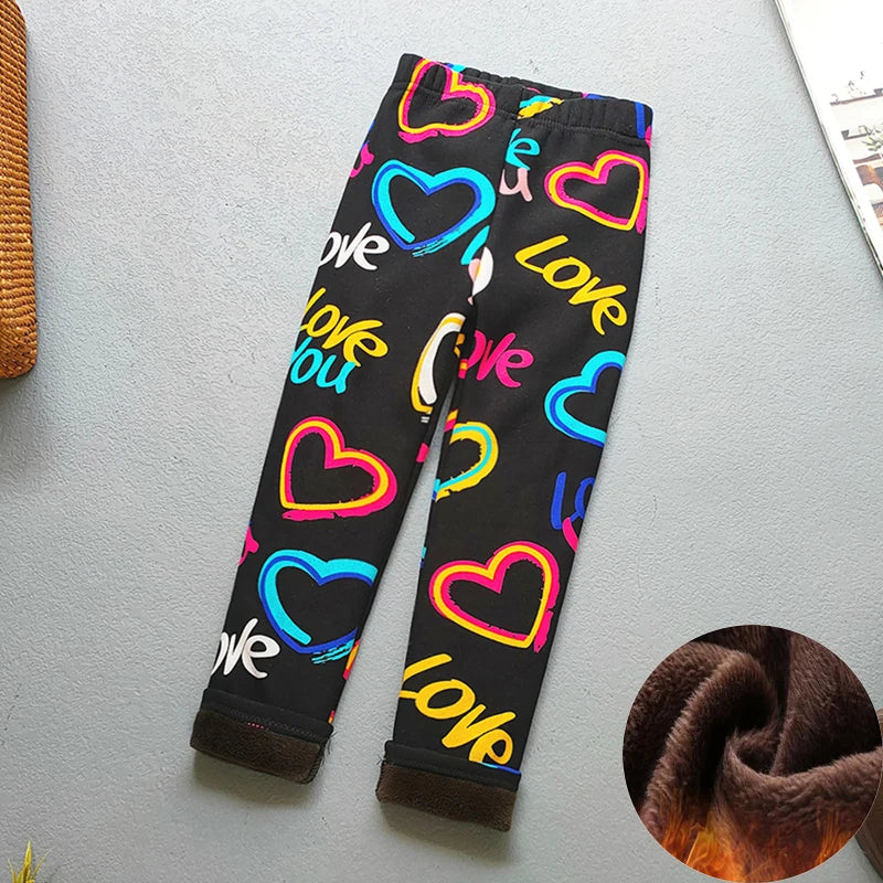 Premium Kids Winter Velvet Leggings – Thick Warm Cartoon Pants