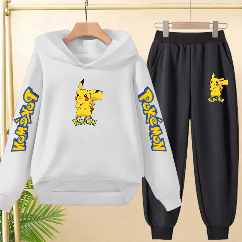 Kids Velvet Hooded Outfit Set – Warm Printed Jacket & Pants
