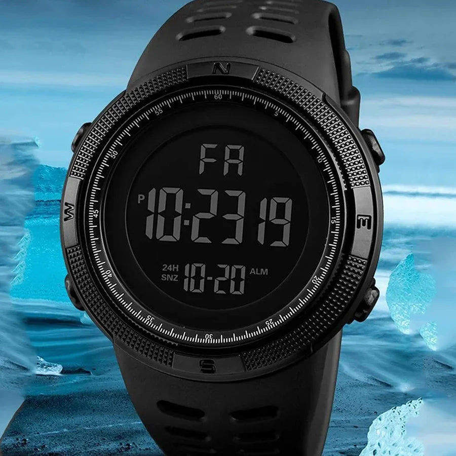🌍 Glomexia – Men’s Military Style Digital Sports Watch with LED Display