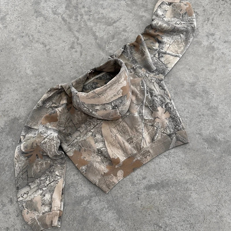 🔥 Y2K Camo Zip Up Hoodie – Oversized Streetwear Sweatshirt