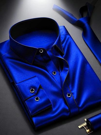 Men’s Premium Patchwork Tuxedo Shirt – Full Sleeve Stylish Party & Casual Wear