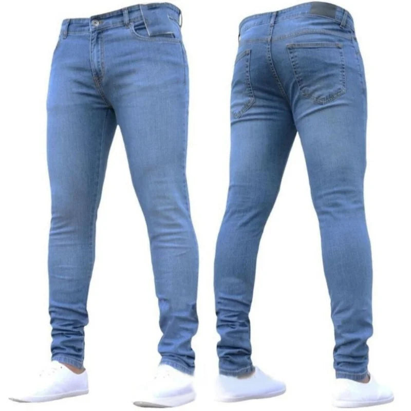 🔥 Men’s Pencil Fit Jeans – Low Waist Casual Denim Pants