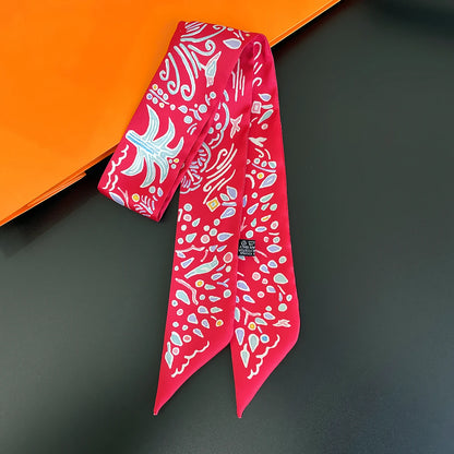 🧣 Glomexia Silk Print Hair Scarf – Elegant Women Fashion Wrap ✨