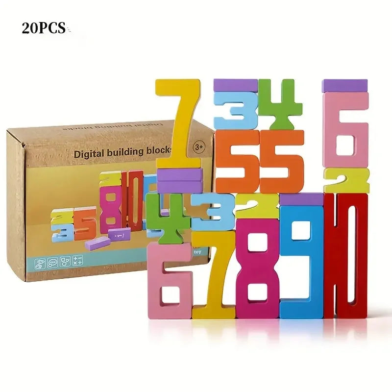 Montessori Wooden Number Blocks 1–10 Stacking Toy