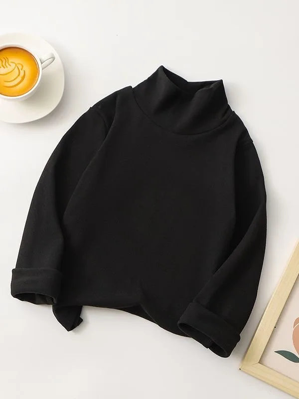 Glomexia Kids Cozy Cartoon Turtleneck Tee – Unisex Long Sleeve