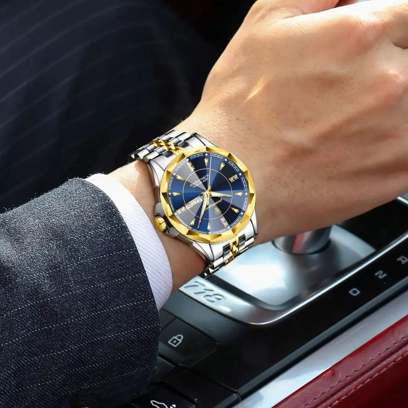 Men’s Luxury Stainless Steel Watch – Date & Week Display