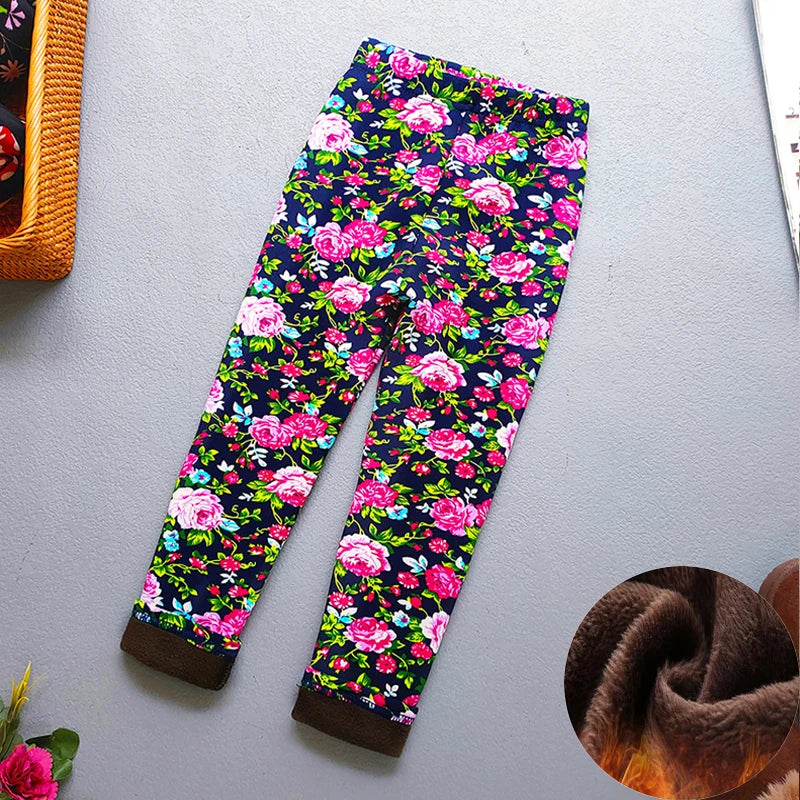 Premium Kids Winter Velvet Leggings – Thick Warm Cartoon Pants