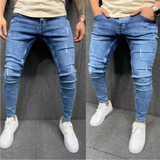 🔥 Men’s Pencil Fit Jeans – Low Waist Casual Denim Pants