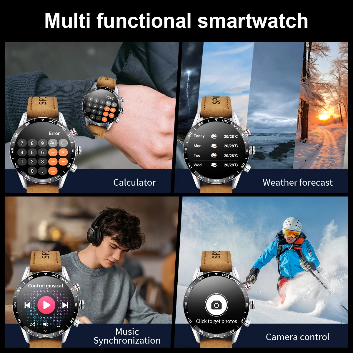 ⌚ LIGE Rugged Military GPS Smart Watch for Men | AMOLED HD | Bluetooth Call | Waterproof