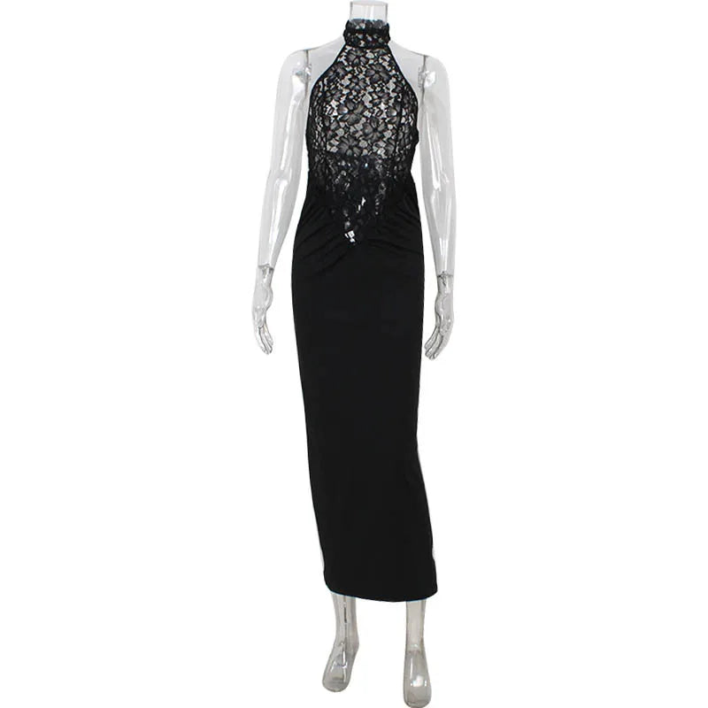 Women Sleeveless Turtleneck Bodycon Maxi Dress