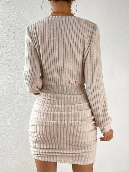 Women’s V-Neck Bodycon Dress – Long Sleeve Pencil Party Outfit
