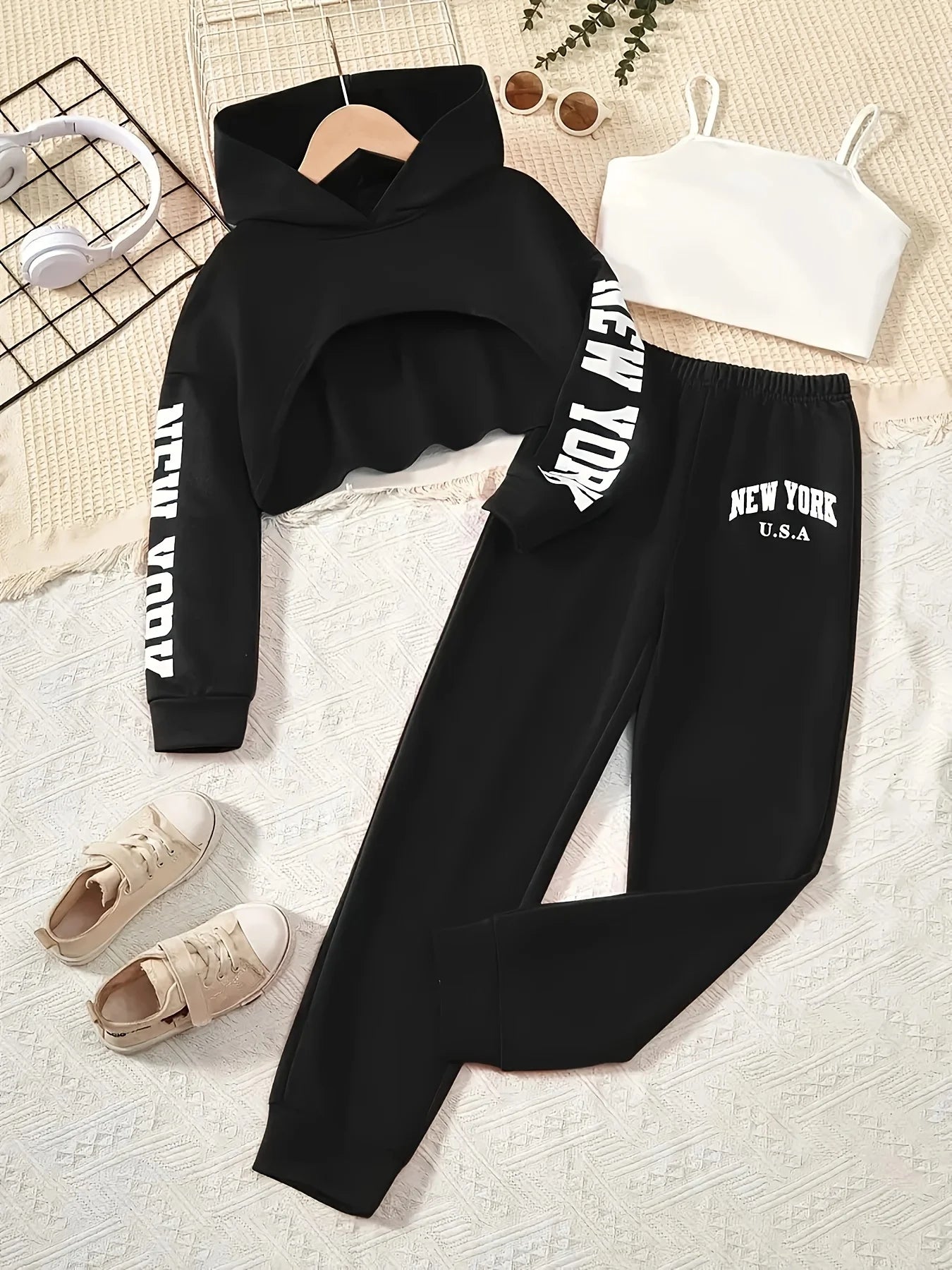 Girls 3-Piece Hooded Sports Suit Set