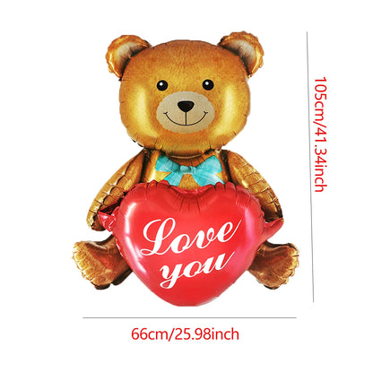 Large Kiss Me Love Heart Foil Balloon Stand