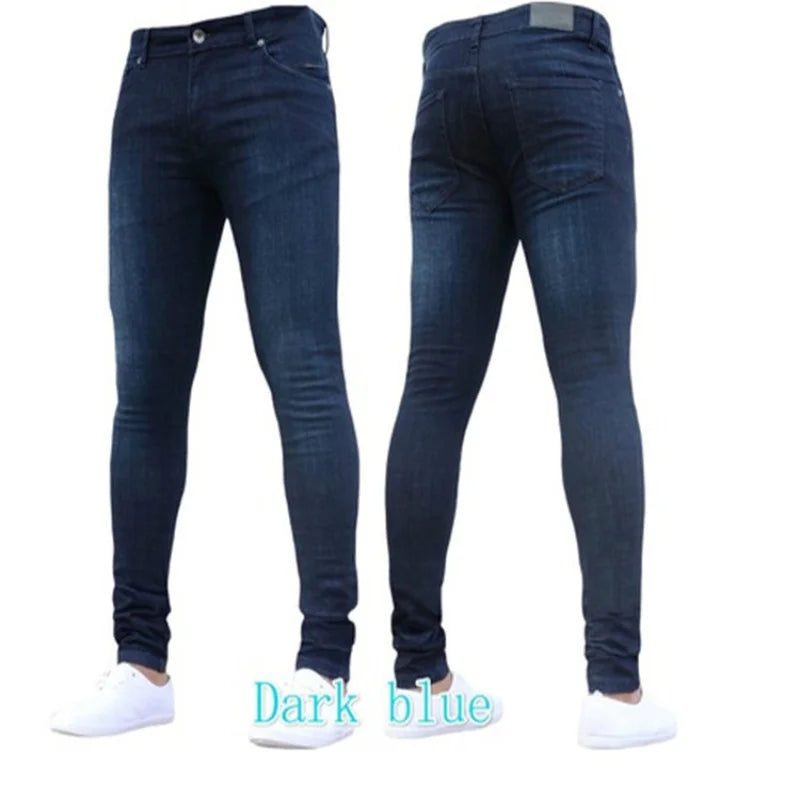 🔥 Men’s Pencil Fit Jeans – Low Waist Casual Denim Pants