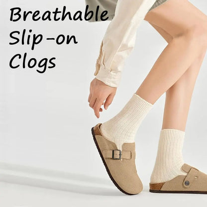 🥿 Women’s Cork Suede Mules Slippers – Classic Outdoor Comfort Shoes