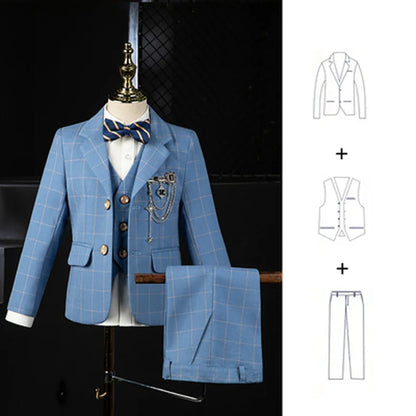 🤵 Boys Wedding Suit Set – 4PCS Kids Formal Tuxedo Outfit