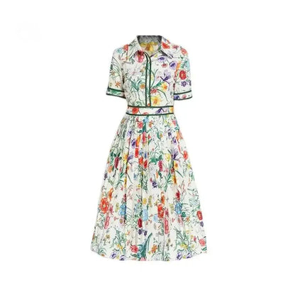 Glomexia Vintage Midi Dress 🌷 | Puff Sleeve A-Line Gown