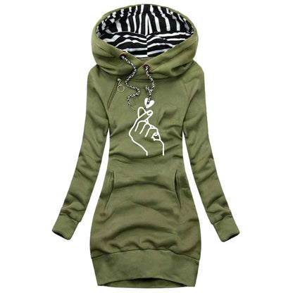 ✨ Women’s Hooded Knee-Length Dress – Casual Autumn Pullover Outfit
