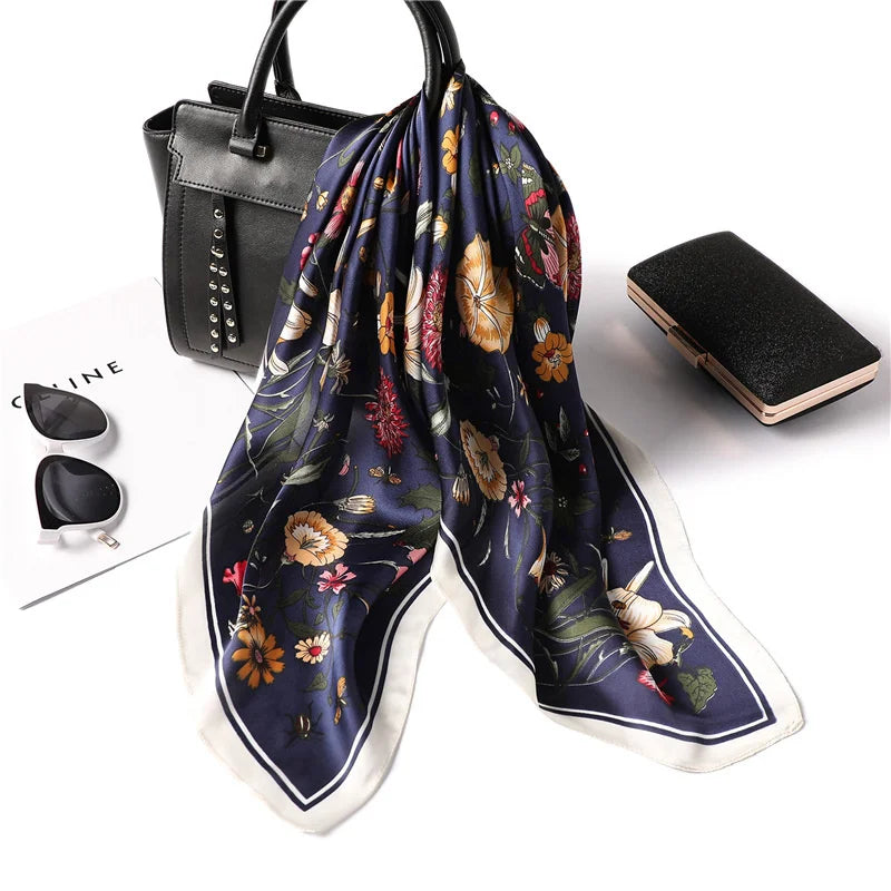 Women’s Luxury Floral Printed Silk Scarf