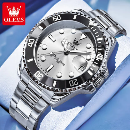 Luxury Stainless Steel Men’s Watch – Quartz Waterproof Wristwatch
