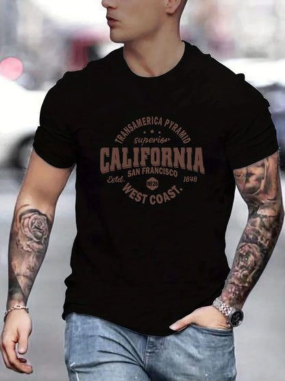 Men’s 100% Cotton California Print Casual T-Shirt