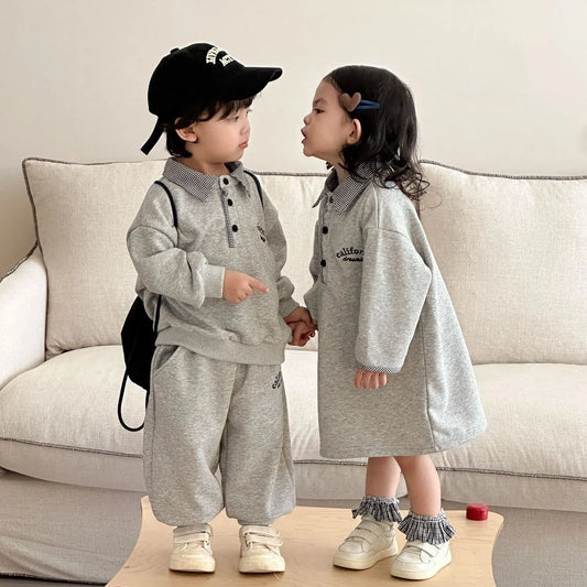 🧒👧 Kids Letter Print Clothing Set – Korean Style Unisex Outfit