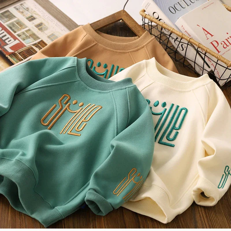 Premium Boys Letter Print Sweatshirt – Autumn Casual Wear (3-12Y)