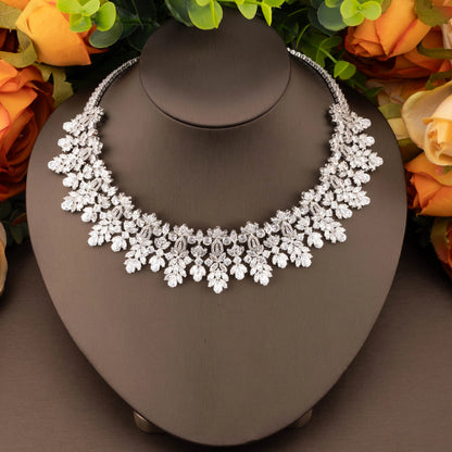 💎 NAIKELISI 4PCS CZ Bridal Jewelry Set – Necklace, Earrings, Ring & Bracelet