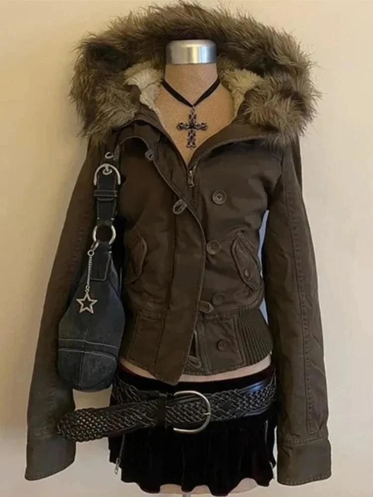 Rhinestone Hooded Crop Jacket