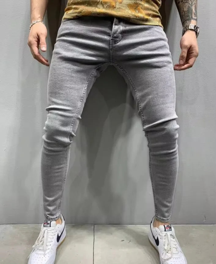 🔥 Men’s Pencil Fit Jeans – Low Waist Casual Denim Pants
