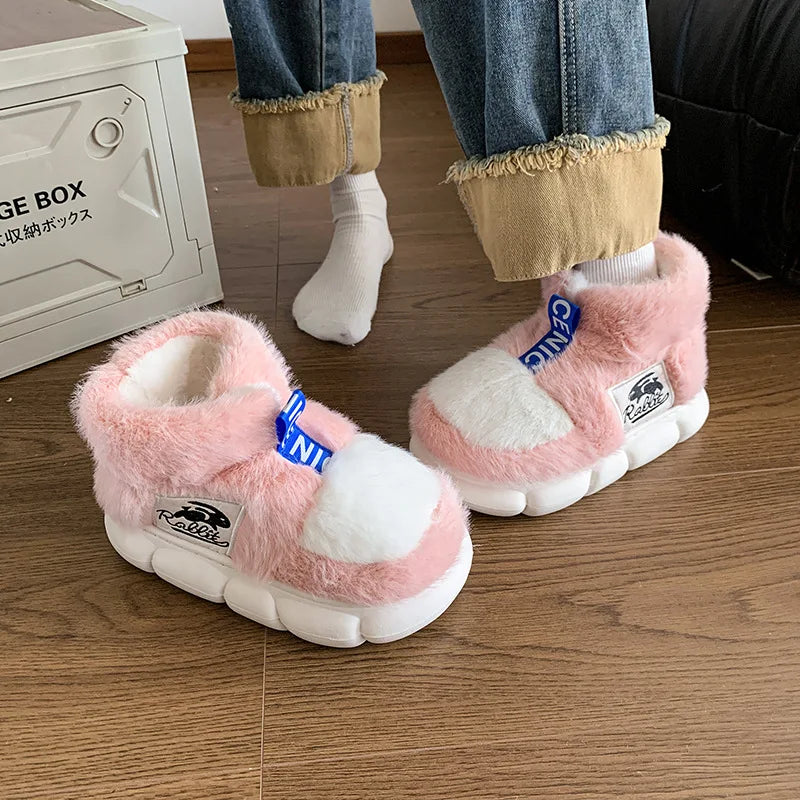 🧸 Winter Plush Home Slippers – Platform Warm Indoor Snow Shoes