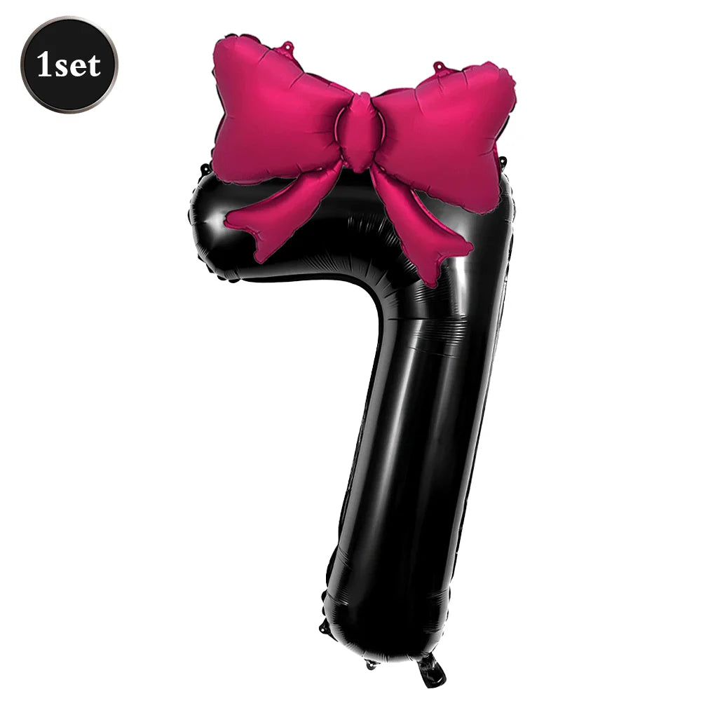 Large Bow Number Foil Birthday Balloon