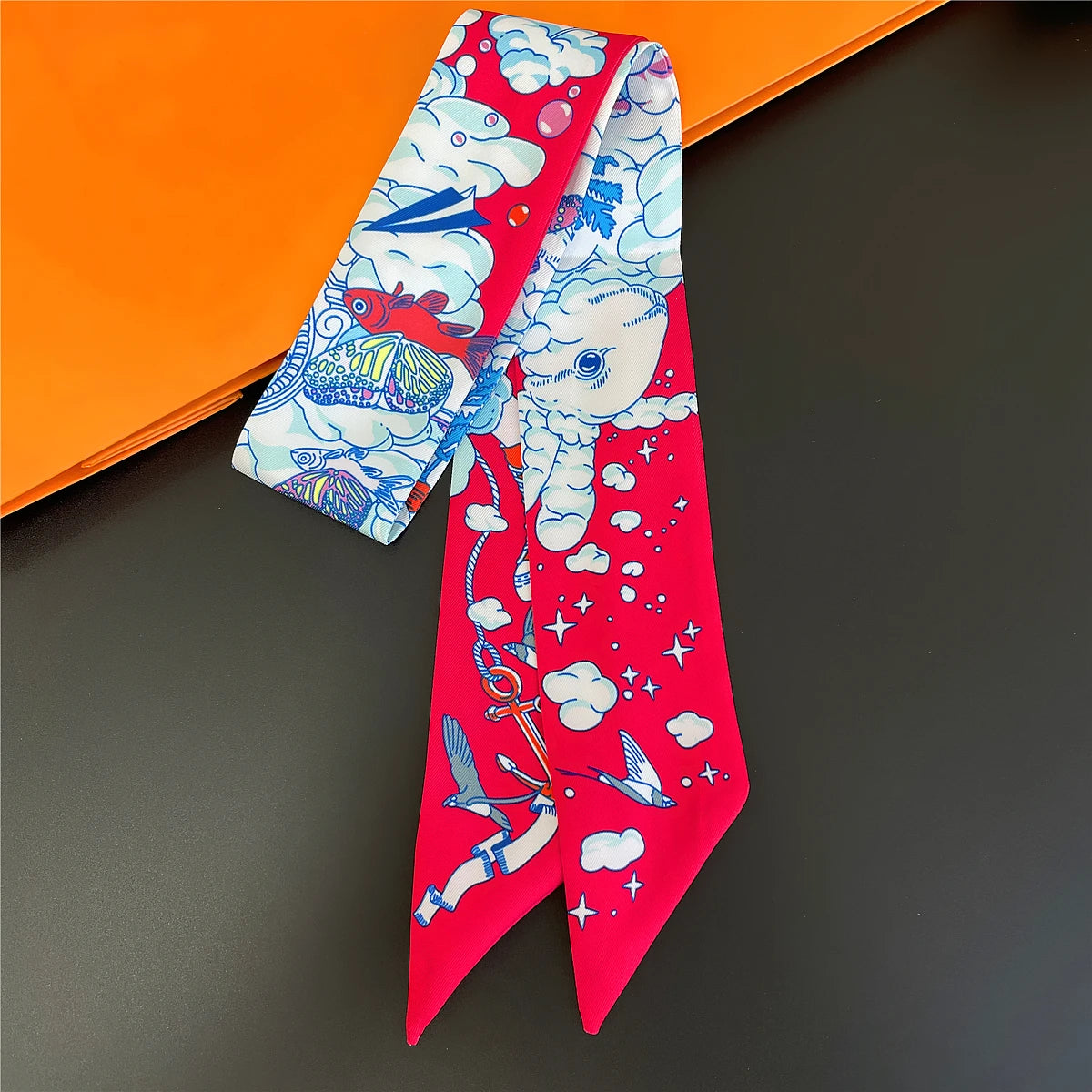 🧣 Glomexia Silk Print Hair Scarf – Elegant Women Fashion Wrap ✨