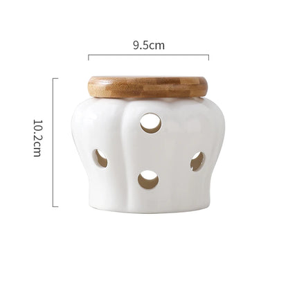🧄 Creative Ceramic Garlic Storage Jar – Ventilated Kitchen Organizer