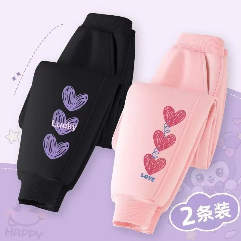 🐰 Girls Cartoon Sporty Pants – Autumn Cotton Ankle Trousers (4–6Y) 🍂