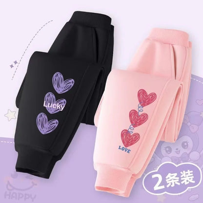 🐰 Girls Cartoon Sporty Pants – Autumn Cotton Ankle Trousers (4–6Y) 🍂
