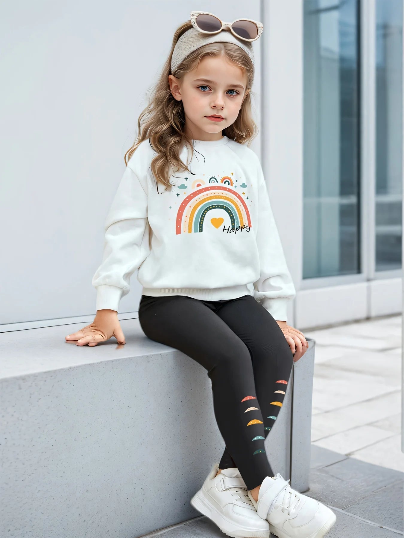 Premium Girls Rainbow Print 2-Piece Winter Set